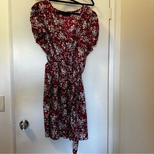 New Look Red Floral Mini Dress EUC